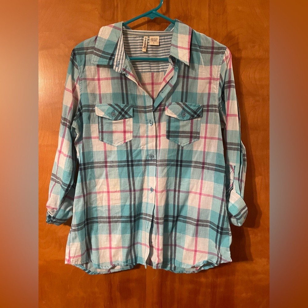 Blue bottom up flannel